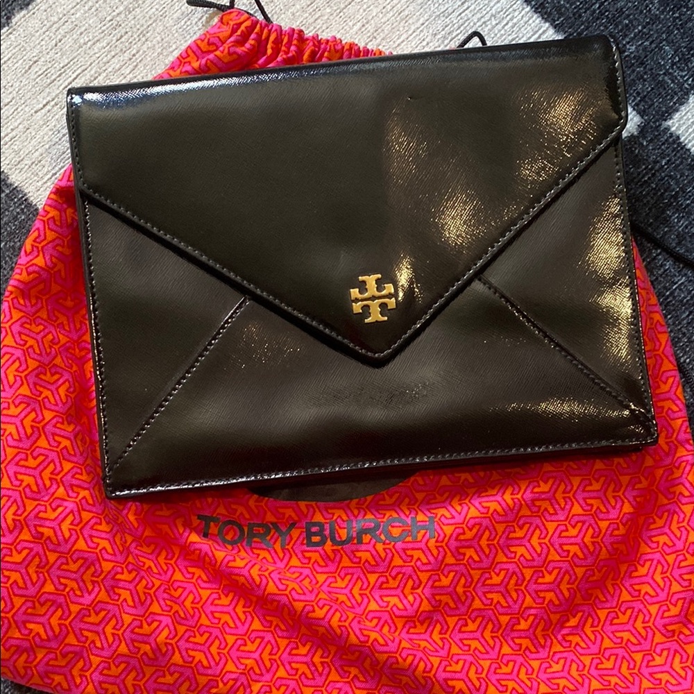 Tory Burch Black Patent Leather Clutch